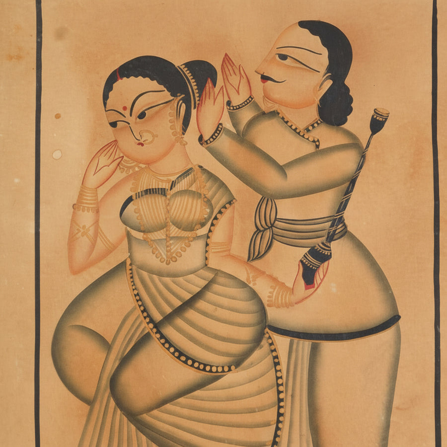 The Joyful Bengali Babu-Bibi – Kalighat Painting