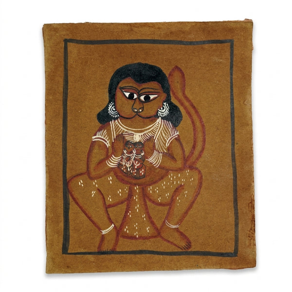 Lord Hanuman Revealing Lord Rama and Maa Sita – Kalighat Painting