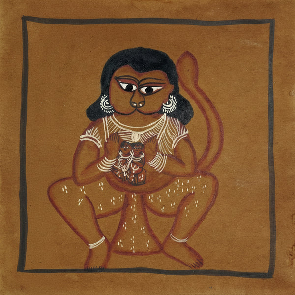 Lord Hanuman Revealing Lord Rama and Maa Sita – Kalighat Painting