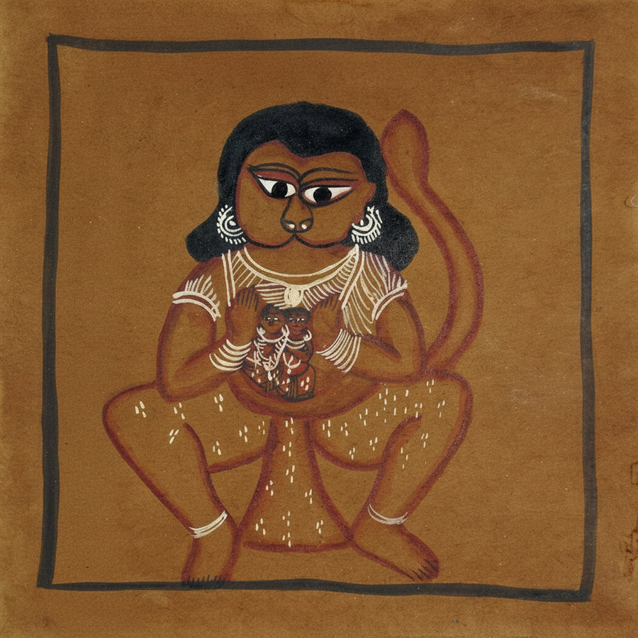 Lord Hanuman Revealing Lord Rama and Maa Sita – Kalighat Painting