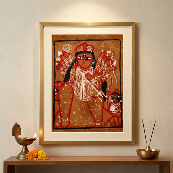Mahishasura Mardini: The Divine Victory – Kalighat Painting