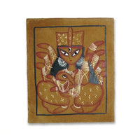 Maa Parvati with Lord Ganesha – Kalighat Painting