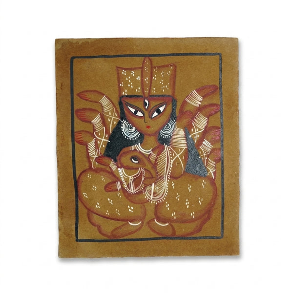 Maa Parvati with Lord Ganesha – Kalighat Painting
