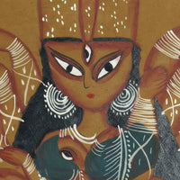 Maa Parvati with Lord Ganesha – Kalighat Painting