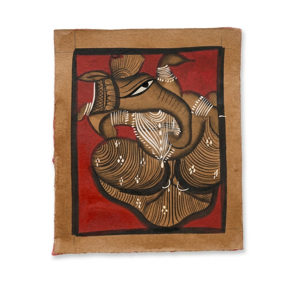 Lord Ganesha in Sacred Serenity – Kalighat Painting