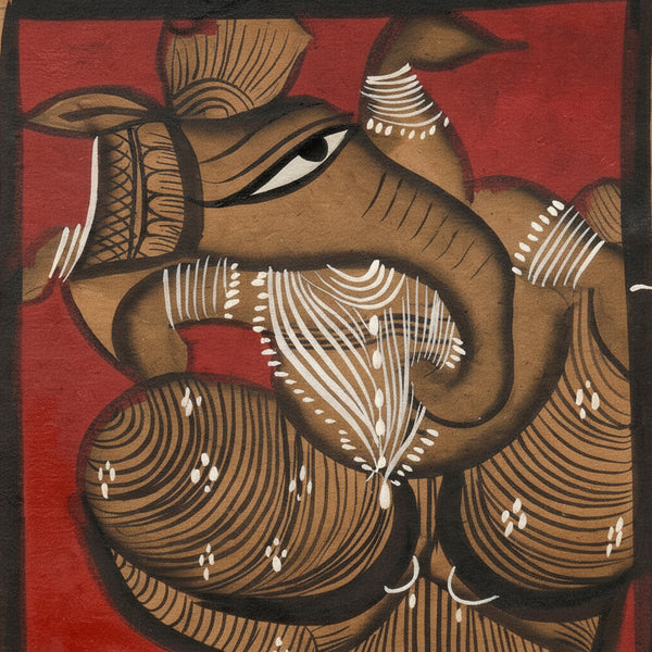Lord Ganesha in Sacred Serenity – Kalighat Painting