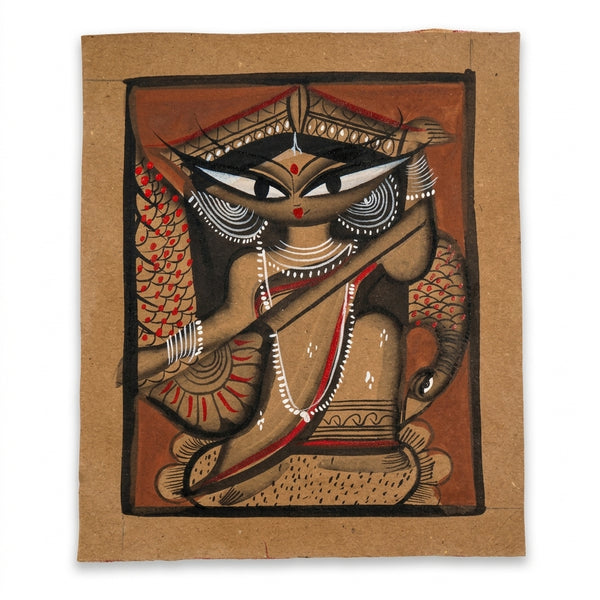 The Radiance of Maa Saraswati – Kalighat Painting