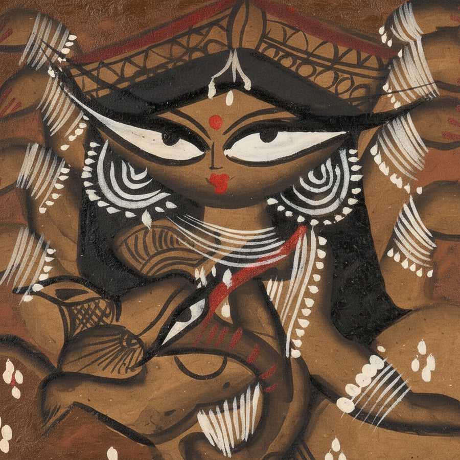 Motherly Grace of Maa Durga – Kalighat Painting