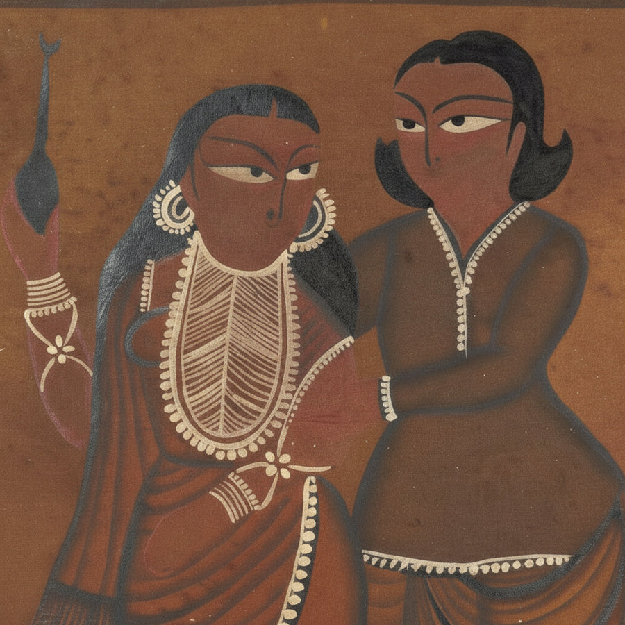 The Devoted Babu-Bibi – Kalighat Painting