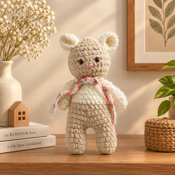 Crochet Cozy Bunny – Pink Scarf Handmade Art