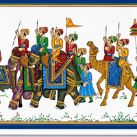The Royal Parade – Rajasthani Miniature Painting