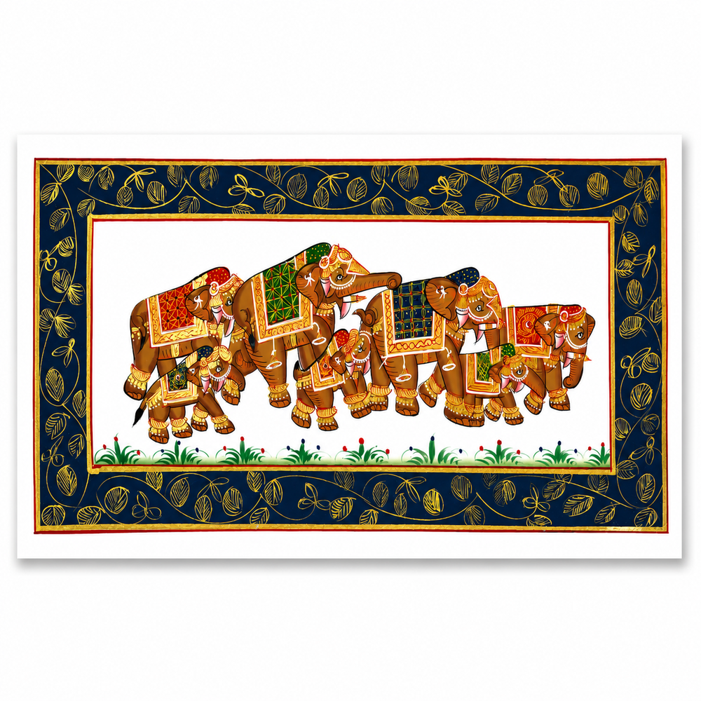 Elephant Family – Rajasthani Miniature Painting