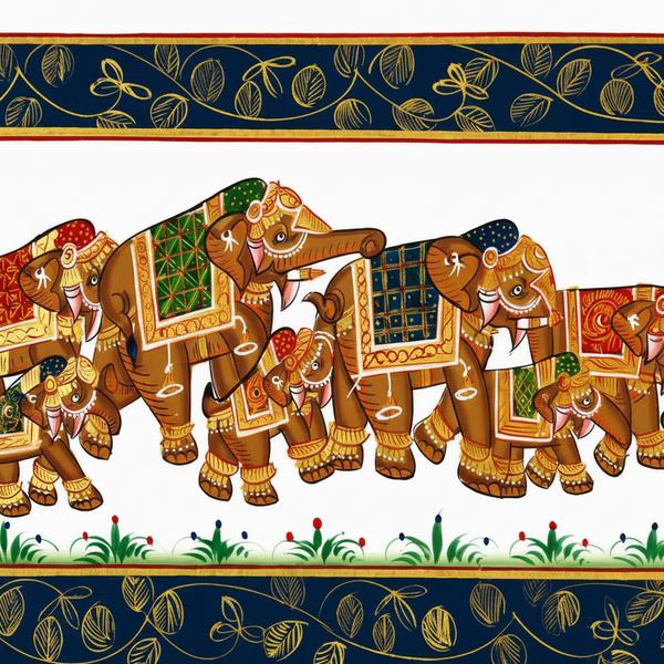 Elephant Family – Rajasthani Miniature Painting