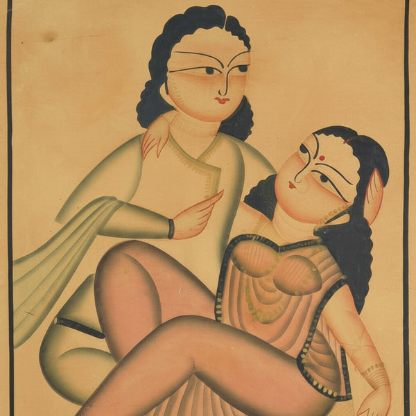 The Playful Bengali Babu-Bibi – Kalighat Painting