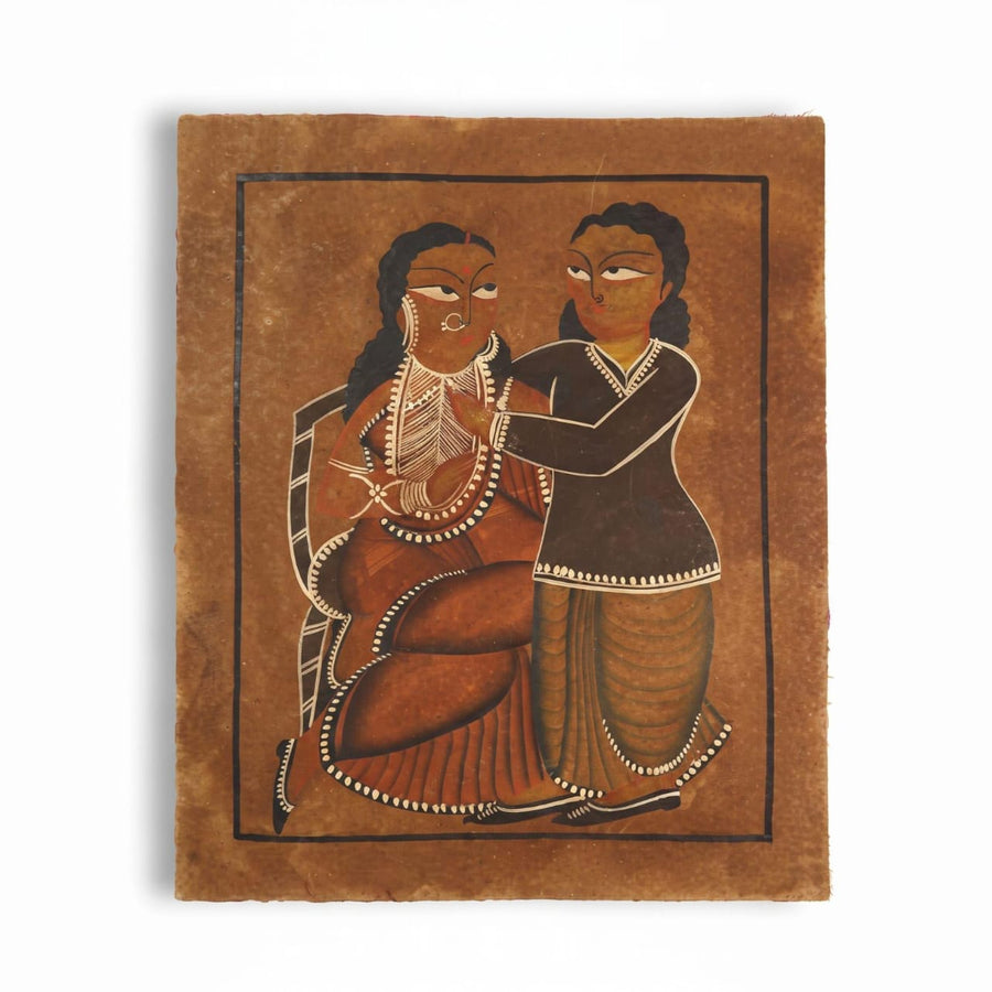 The Babu-Bibi at the Mirror – Kalighat Painting