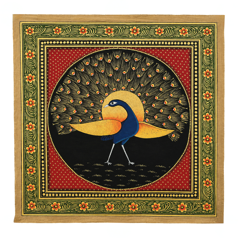 Royal Peacock – Rajasthani Miniature Painting
