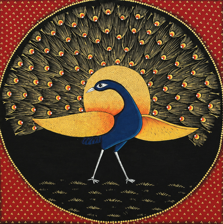 Royal Peacock – Rajasthani Miniature Painting