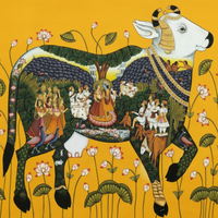 Krishna's Divine Cow – Pichwai Painting with frame