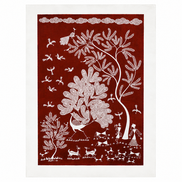 The Village Life - Warli Paper Painting