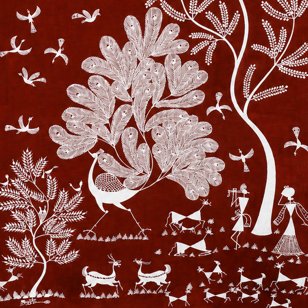 The Village Life - Warli Paper Painting