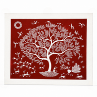 The Village Tree - Warli Paper Painting