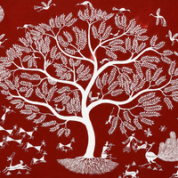 The Village Tree - Warli Paper Painting