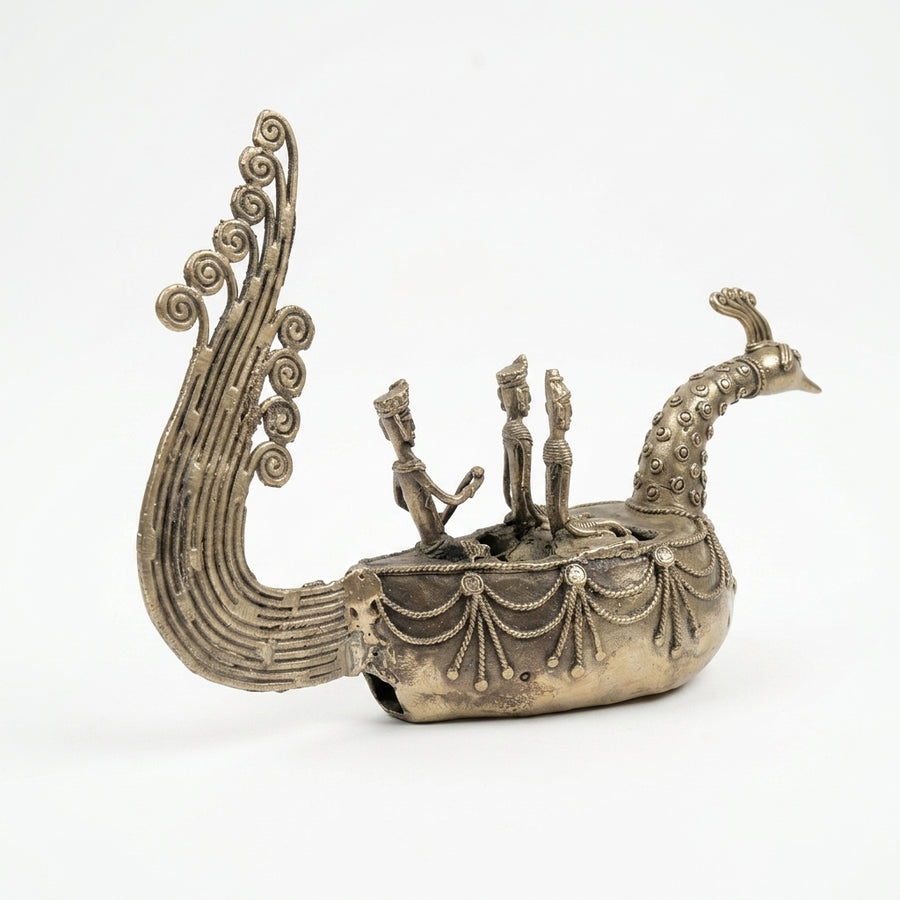 Mor Pankh Boat – Dhokra Metal Art