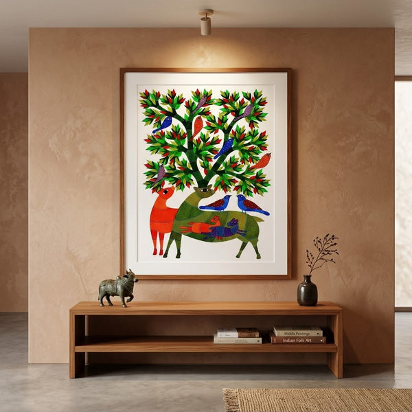 Nature Inspired Composition – Gond Paper Painting