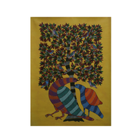 Bird Pair Under the Tree – Gond Canvas Painting
