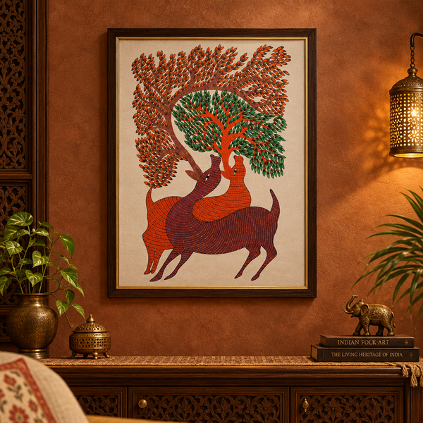 Horns of Life – Gond Canvas Painting