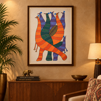 Avian Unity – Gond Canvas Painting