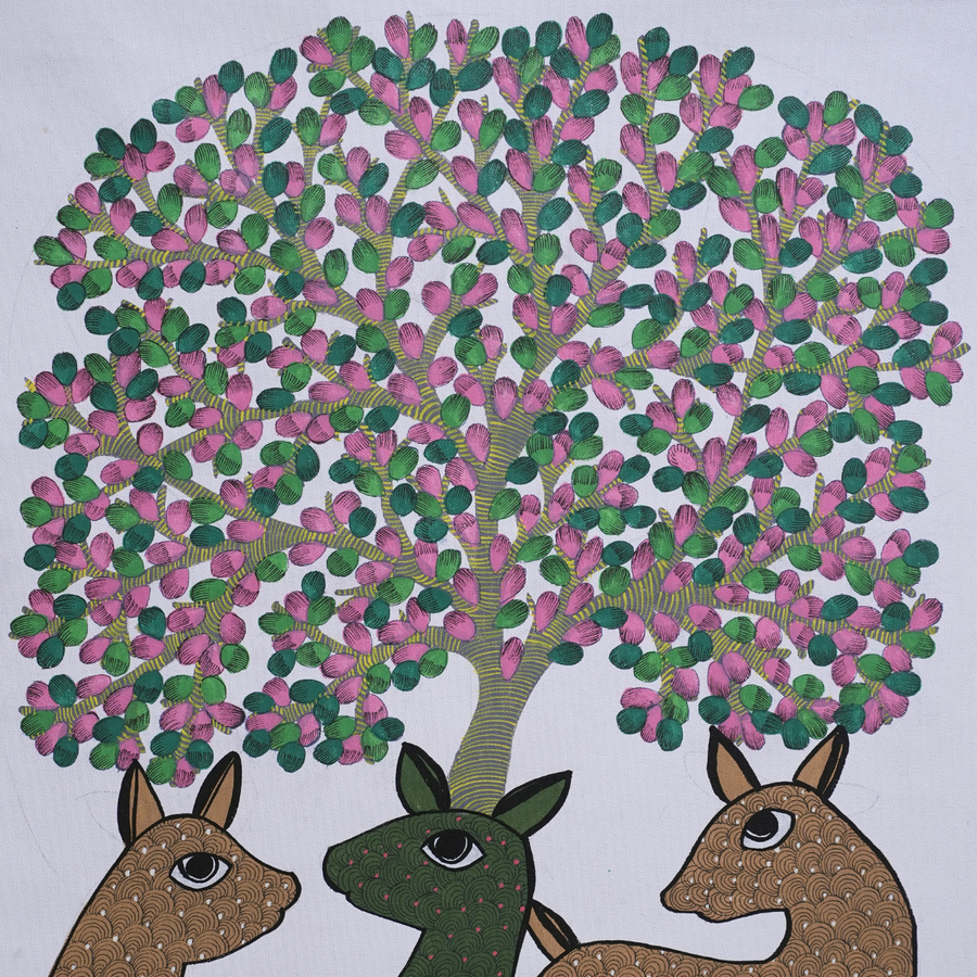 Forest Friends – Gond Canvas Painting