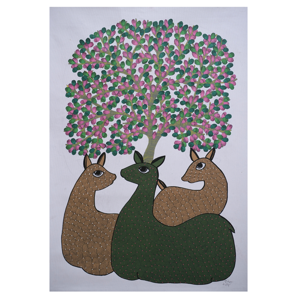 Forest Friends – Gond Canvas Painting
