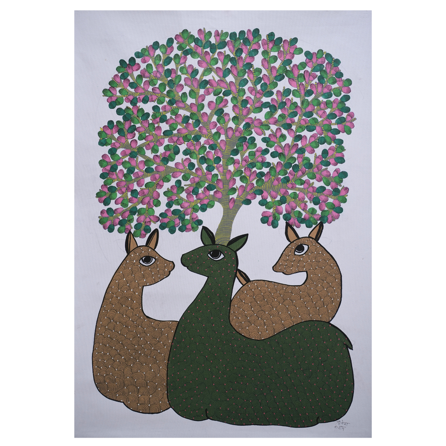 Forest Friends – Gond Canvas Painting