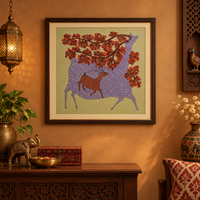 Mother and Child in Nature – Gond Canvas Painting