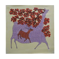 Mother and Child in Nature – Gond Canvas Painting