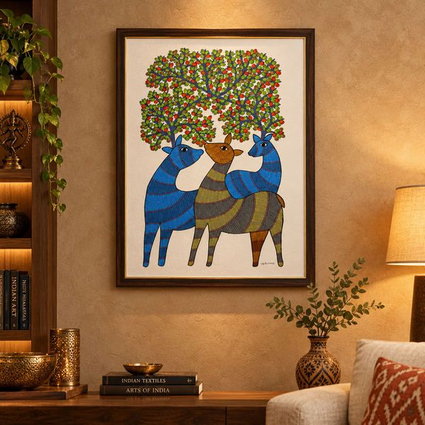 Sacred Growth – Gond Canvas Painting