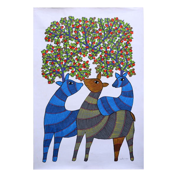 Sacred Growth – Gond Canvas Painting