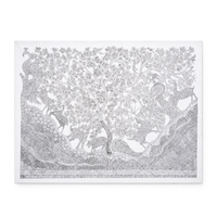 Gathering of Wings and Hooves – Gond Paper Painting