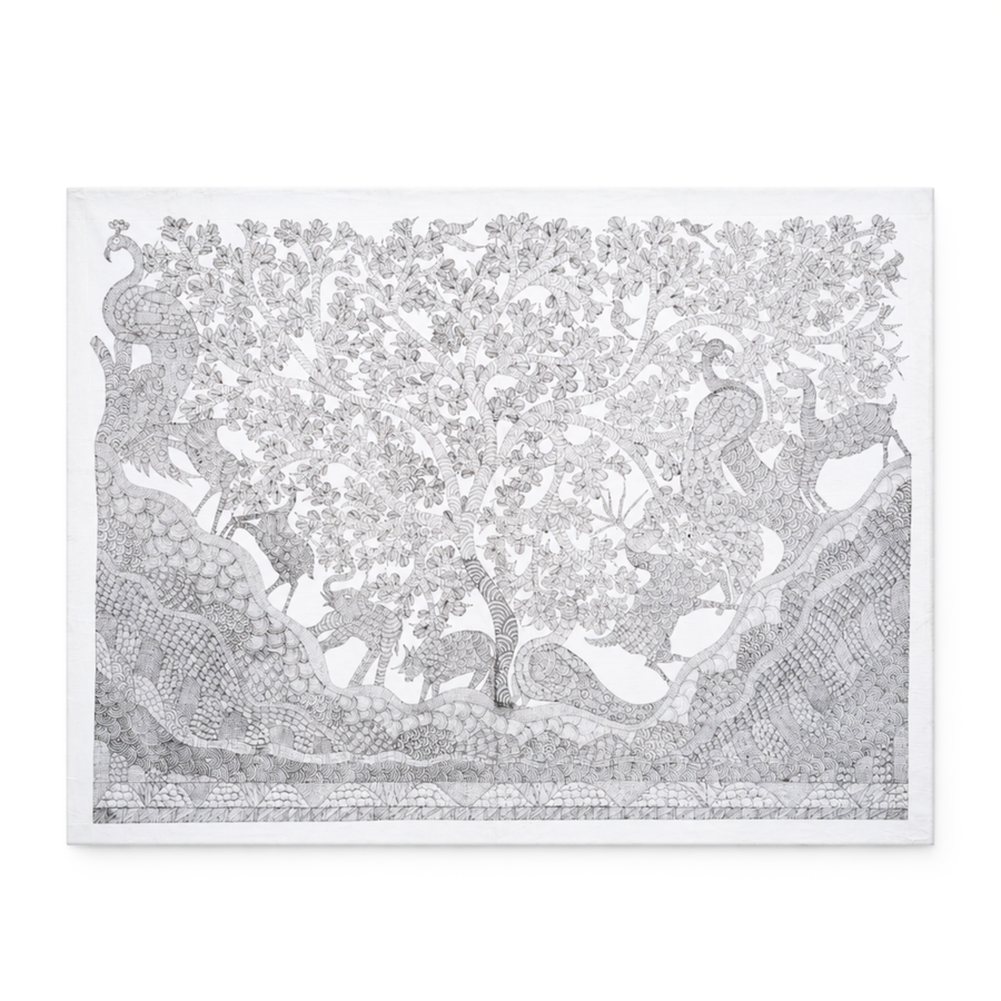 Gathering of Wings and Hooves – Gond Paper Painting