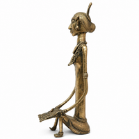 Tribal Woman Winnowing Grain (Long) – Dhokra Metal Art