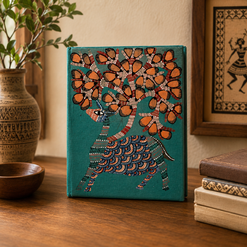 Vibrant Deer – Handmade Gond Art Diary