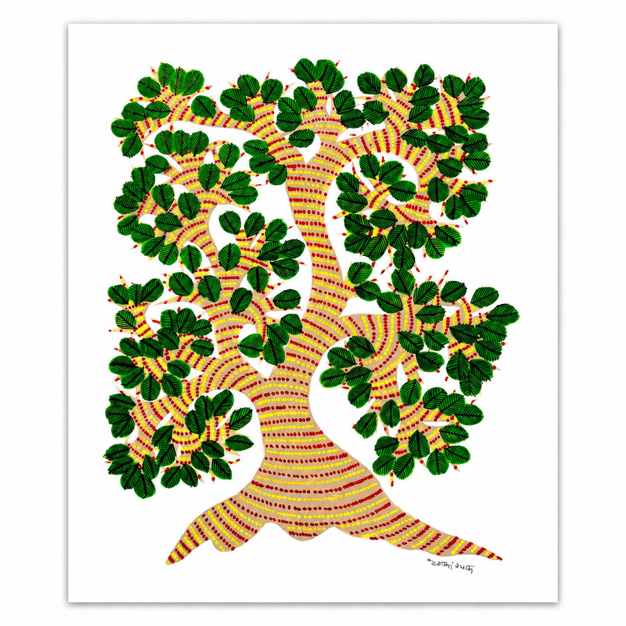 The Tree of Serenity – Gond Paper Painting
