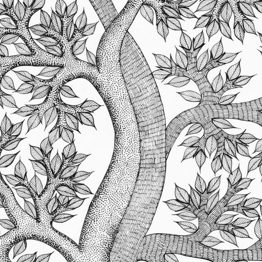 The Flourishing Tree – Gond Paper Painting