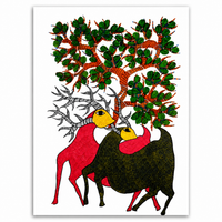 Deers Beneath the Tree – Gond Paper Painting