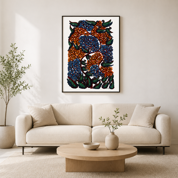 Birds in the Forest – Gond Paper Painting