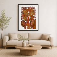 Guardians of the Tree – Gond Paper Painting