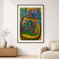 Peacock in the Forest – Gond Paper Painting