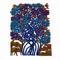 Deer, Birds & Tree – Gond Paper Painting