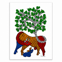 Tree and the Deer– Gond Paper Painting